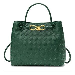 Fred and Tiffany woven leather top handle shoulder bag hunter green